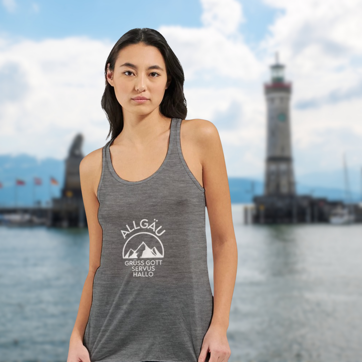 Premium Allgäu Experience: Stylish Women's Flowy Racerback Tank Top