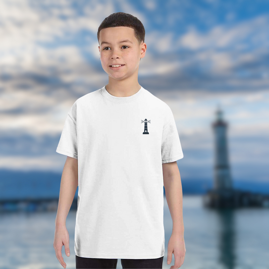 Classic Kids Souvenir: Crewneck T-shirt Lighthouse Haven embroidered