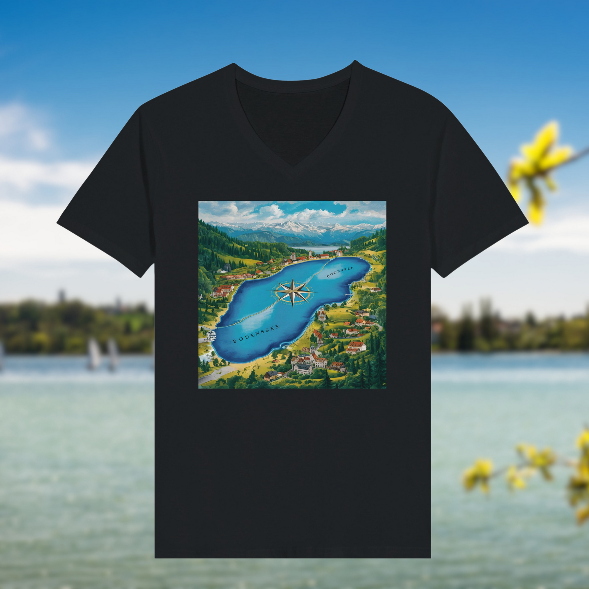 Premium Bodensee Explorer - Navigation Map V-Neck T-shirt