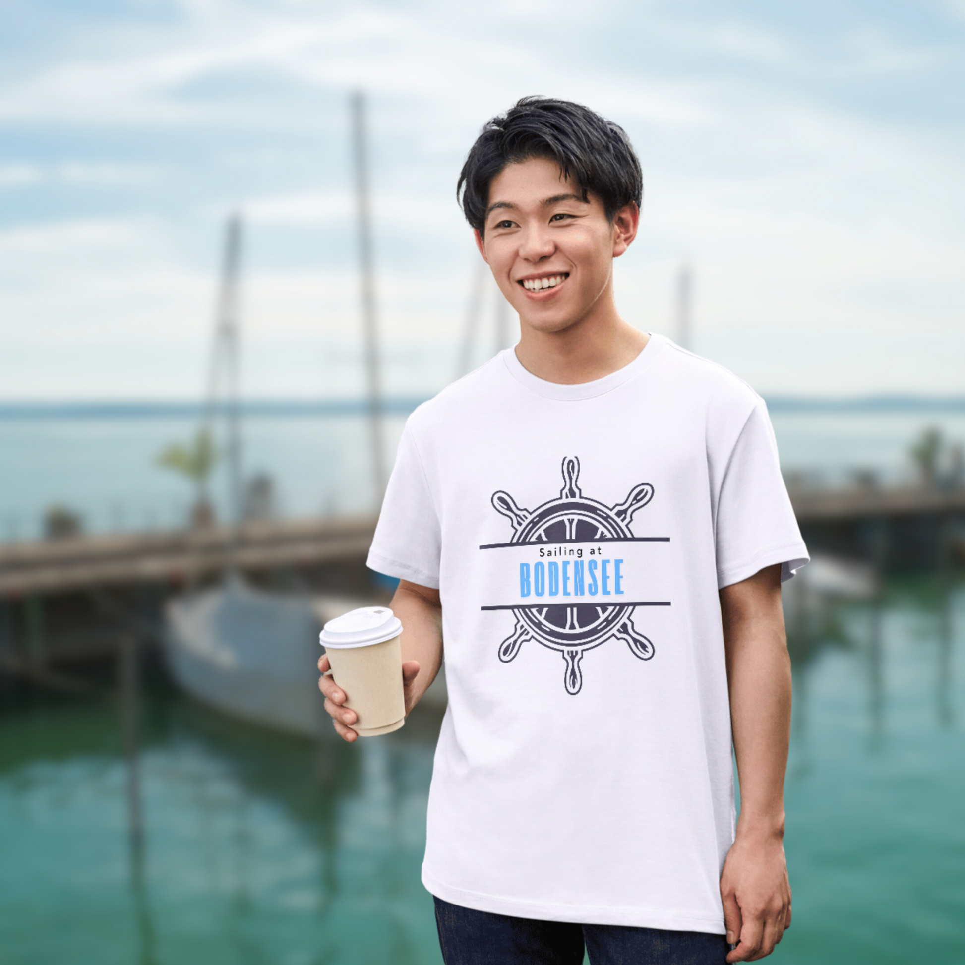 Sailing to Bodensee - Premium Cotton T-Shirt