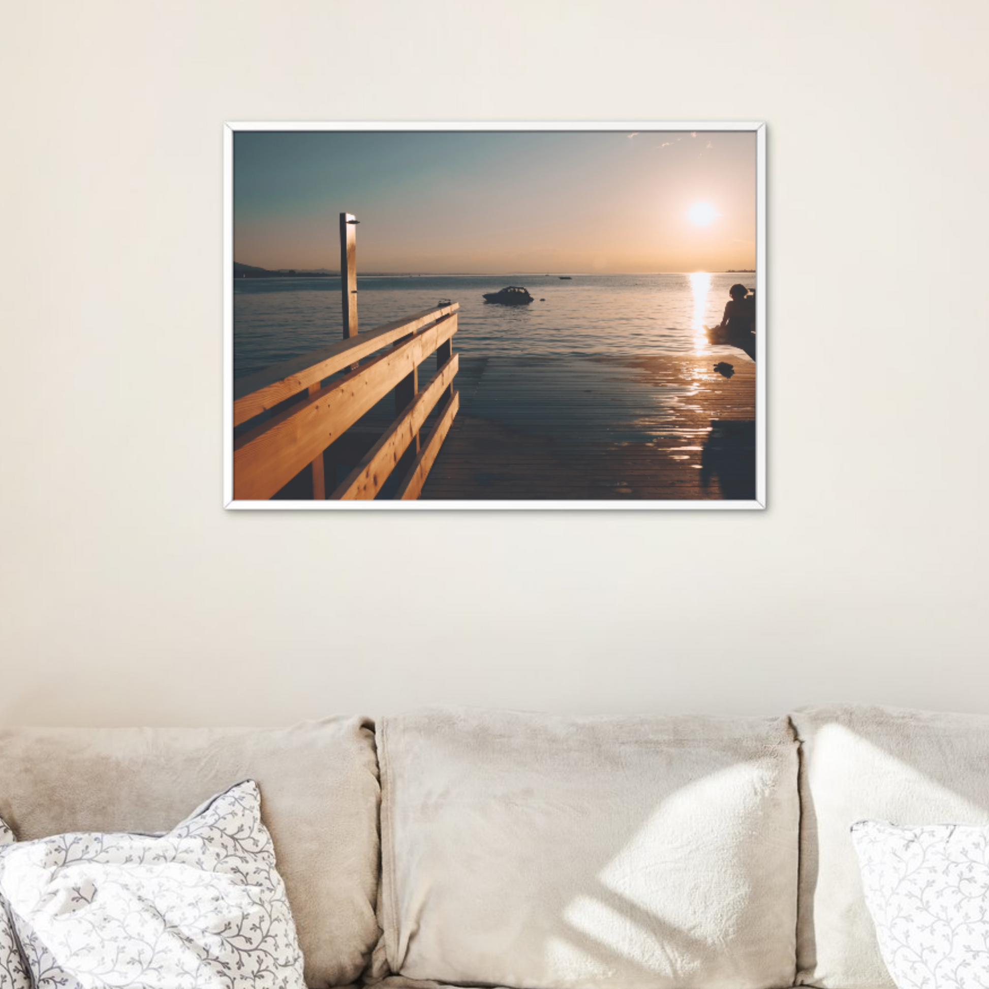 Souvenir: Premium "Sunset at Lake Constance" / Wooden Framed Poster