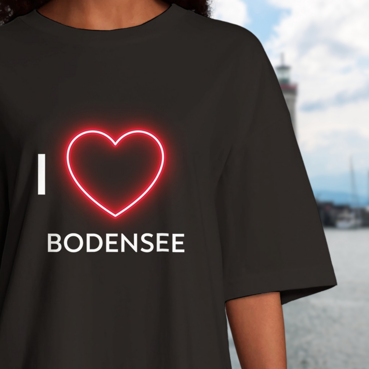 I Love Bodensee - Organic Oversized Neon T-Shirt